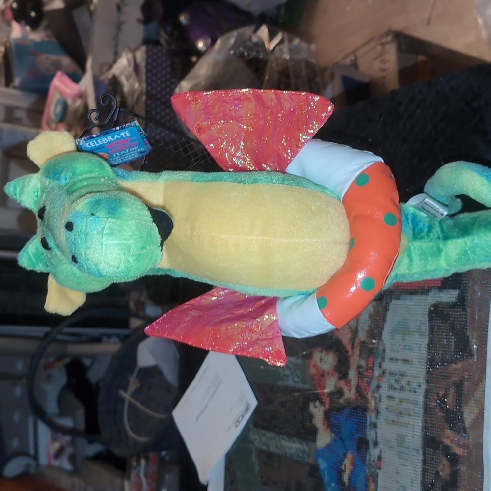 AVAILABLE - 2019 RARE find Sugarloaf green seahorse plush w/ inner tub. 27" Tall